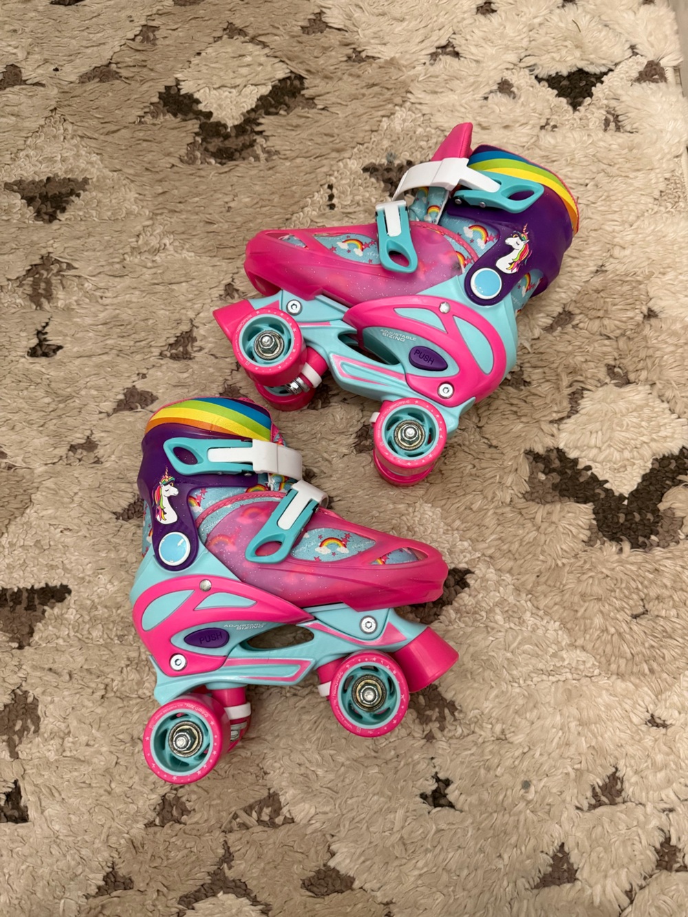 Kids Roller Skates - Pink & Turquoise Unicorn Design